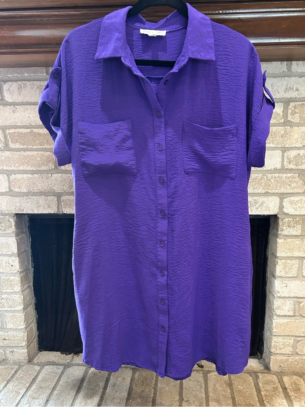 She + Sky Purple Button-Up Shirt Dress EUC
